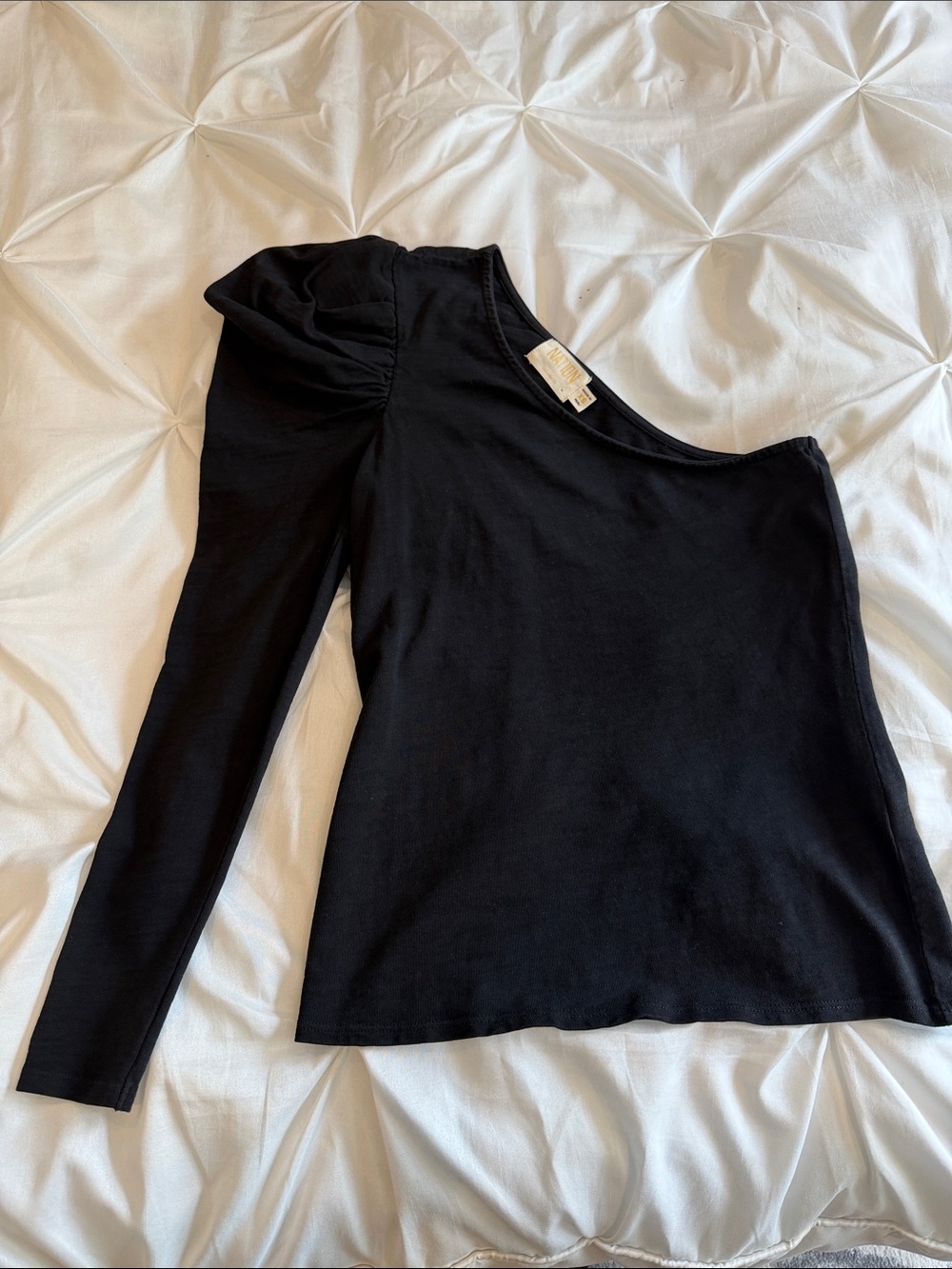 Nation Black One-Shoulder Long Sleeve Top
